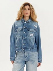 Calvin Klein Jeans Kurtka jeansowa J20J222787 Niebieski Boxy Fit. Niebieskie kurtki damskie Calvin Klein Jeans, xl, bez wzorów, z bawełny, bez kaptura. Za 439.99 zł.