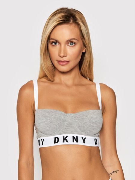 DKNY Biustonosz z fiszbiną DK4521 Szary. Szare biustonosze DKNY, bez wzorów, z bawełny. Za 149.99 zł.
