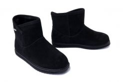 EMU AUSTRALIA W12645 Dofida Mini black, botki damskie. Czarne botki damskie Emu Australia, na zimę, z wełny, bez obcasa, bez zapięcia. Za 789.90 zł.