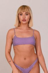Checkmate Lace Up Crop Bikini Top. Fioletowe bikini damskie OOSC, bez wzorów. Za 122.99 zł.