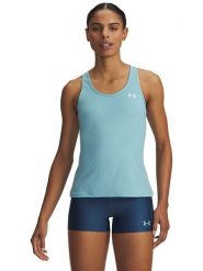 Under Armour Top sportowy "Tech Mesh Racer" w kolorze turkusowym rozmiar: L. Niebieskie topy damskie Under Armour, l, bez wzorów, z materiału, bez ramiączek. Za 68.95 zł.