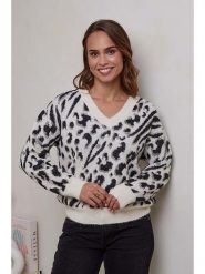 Soft Cashmere Sweter w kolorze biało-czarnym rozmiar: 34/36. Białe swetry klasyczne damskie Soft Cashmere, z kaszmiru, bez kołnierzyka. Za 141.52 zł.