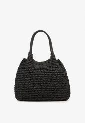 Czarna Plażowa Torebka Shopper z Plecionki Meriela. Czarne shopper bag damskie Renee, bez wzorów, bez dodatków. Za 69.99 zł.