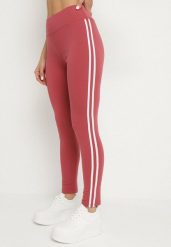 Ciemnoróżowe Legginsy z Ozdobnymi Lampasami Janiaima. Czerwone legginsy damskie Born2be, l, bez wzorów, z jeansu. Za 29.99 zł.