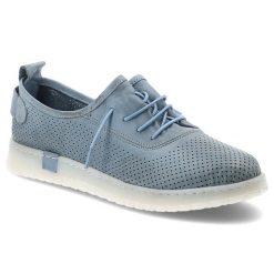 Półbuty damskie Ravini, ze skóry naturalnej licowej ażurowa cholewka sznurowanie lekka podeszwa casual, niebieskie, 2020-1. Niebieskie półbuty damskie Ravini, w ażurowe wzory, ze skóry, casualowe, bez obcasa, na płaskiej podeszwie. Za 279.00 zł.