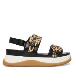 Sandały Liu Jo. Czarne sandały damskie Liu Jo, bez wzorów, bez obcasa, na płaskiej podeszwie. Za 599.99 zł.