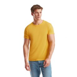 Koszulka Fruit of the Loom Iconic 150, kolor musztardowy, rozmiar S. Żółte t-shirty damskie Fruit of the Loom, m, bez wzorów, z bawełny, bez kołnierzyka. Za 124.99 zł.