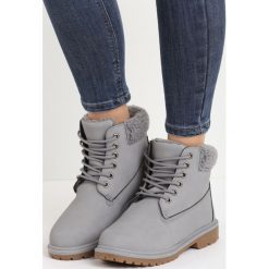 Szare Traperki Twist. Szare trapery damskie Born2be, bez obcasa, na płaskiej podeszwie. Za 79.99 zł.