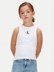 Calvin Klein Jeans Top LVCKSJB10G Biały Slim Fit. Białe spodnie dziewczęce Calvin Klein Jeans, z bawełny. Za 109.99 zł.