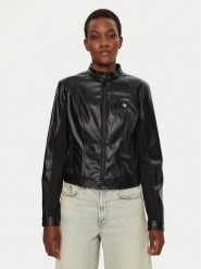 Guess Kurtka skórzana W4YL04 WE480 Czarny Regular Fit. Czarne kurtki damskie Guess, l, z aplikacjami, z syntetyku, bez kaptura. Za 669.99 zł.
