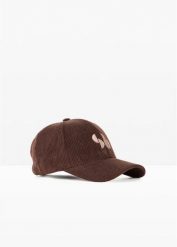 Czapka z daszkiem ze sztruksu. Brązowe czapki z daszkiem damskie bonprix, bez wzorów, ze sztruksu. Za 64.99 zł.
