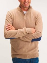Sweter Męski TBS Malikcam. Niebieskie swetry męskie Tbs, m, bez wzorów, z bawełny, bez kołnierzyka. Za 306.95 zł.