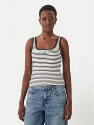 Calvin Klein Jeans Top LV047F832G Czarny Slim Fit. Czarne topy damskie Calvin Klein Jeans, xs, bez wzorów, z bawełny, bez kołnierzyka. Za 169.99 zł.