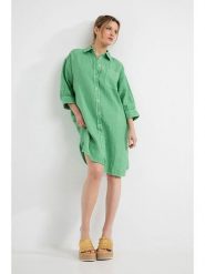 Josephine & Co Sukienka koszulowa "Daantje" w kolorze zielonym rozmiar: 40. Zielone sukienki damskie Josephine & Co, na co dzień, bez wzorów, ze lnu, bez kołnierzyka, bez ramiączek, midi, koszulowe. Za 282.99 zł.
