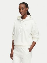 Lacoste Bluza SF7612 Biały Regular Fit. Białe bluzy bez kaptura damskie Lacoste, z bawełny. Za 594.99 zł.
