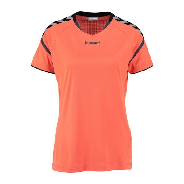Koszulka sportowa damska T-shirtAuthentic Charge S/S Poly Jersey Woman. Brązowe bluzki sportowe damskie HUMMEL, l, z jersey, bez kołnierzyka, bez ramiączek. Za 52.99 zł.