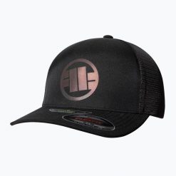 Czapka z daszkiem Pitbull Mesh Full Cap Logo Iridescent Flexfit. Czarne czapki męskie PITBULL, bez wzorów, z bawełny, sportowe. Za 159.99 zł.