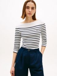 Tommy Hilfiger koszulka o długości 3/4 Kobiety Bawełna niebieski, S. Niebieskie t-shirty damskie Tommy Hilfiger, s, bez wzorów, z bawełny, bez kołnierzyka. Za 229.95 zł.