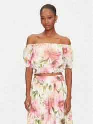 Guess Bluzka W5GH61 WH4S2 Kolorowy Regular Fit. Bluzki damskie Guess, m, z aplikacjami, z wiskozy, bez ramiączek. Za 169.99 zł.