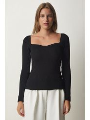 Happiness Istanbul Sweter w kolorze czarnym rozmiar: S/M. Czarne swetry klasyczne damskie Happiness Istanbul, m, prążkowane, bez kołnierzyka. Za 52.99 zł.