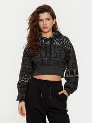 Karl Lagerfeld Jeans Bluza A1W20067 Czarny Cropped Fit. Czarne bluzy bez kaptura damskie Karl Lagerfeld Jeans, xl, z bawełny. Za 359.99 zł.