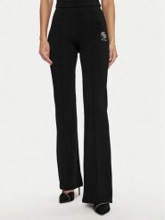 Guess Spodnie materiałowe Elea V4YB01 KCDN0 Czarny Slim Fit. Czarne spodnie materiałowe damskie Guess, z aplikacjami, z materiału. Za 269.99 zł.