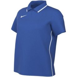 Nike Dri-FIT Park 26 Polo damskie, szybkoschnąca koszulka. Niebieskie bluzki damskie Nike, bez wzorów, z poliesteru, sportowe, bez kołnierzyka, bez ramiączek. Za 89.99 zł.