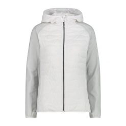 Damska kurtka hybrydowa z kapturem CMP. Szare kurtki damskie CMP, bez wzorów, z kapturem. Za 340.00 zł.