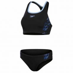 Strój kąpielowy dwuczęściowy damski Speedo Placement 2 Piece. Czarne bikini damskie Speedo, bez wzorów. Za 1,075.33 zł.