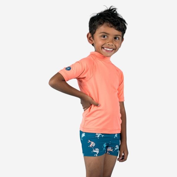 Second Life - Koszulka UV dla malucha Nabaiji krótki rękaw - Stan Doskonały. Brązowe t-shirty damskie Decathlon, s, bez wzorów, z dzianiny, bez kołnierzyka. Za 16.99 zł.