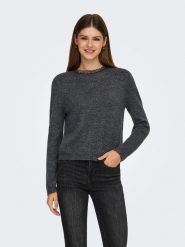 ONLY Sweter w kolorze antracytowym rozmiar: XL. Czarne golfy damskie Only, xl, ze splotem, bez kołnierzyka. Za 100.28 zł.