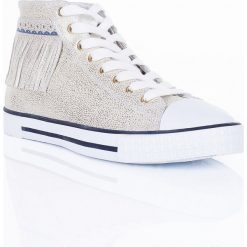 Złote trampki damskie z frędzlami. Żółte trampki i tenisówki damskie TRUSSARDI JEANS, bez wzorów. Za 138.00 zł.