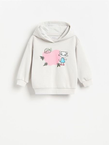 Bluza Kicia Kocia - jasnoszary. Szare bluzy i bluzki niemowlęce Reserved, bez wzorów, z bawełny, bez ramiączek, bez kaptura. Za 59.99 zł.