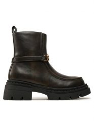 TWINSET Botki 242TGT110 Brązowy. Brązowe botki damskie Twinset, ze skóry, bez obcasa, na płaskiej podeszwie, bez zapięcia. Za 989.99 zł.