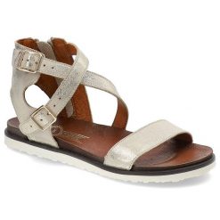 Złote Sandały Lemar Wygodne Buty Damskie. Żółte sandały damskie Lemar, bez wzorów, ze skóry, bez obcasa. Za 169.00 zł.
