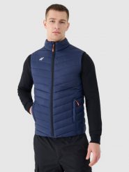 4F Bezrękawnik puchowy z wypełnieniem syntetycznym męski - granatowy S. Niebieskie kamizelki męskie 4f, m, z dzianiny. Za 249.99 zł.
