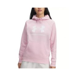 Bluza Damska UA RIVAL FLEECE BIG LOGO HD 1379501-647 różowa SM. Białe bluzy sportowe damskie Under Armour, s, bez wzorów, z bawełny, bez ramiączek, długie, z kapturem. Za 288.40 zł.