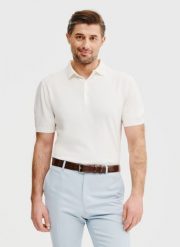 PAKO LORENTE – Biały t-shirt polo. Białe koszulki polo męskie Pako Lorente, m, bez wzorów, z poliesteru, bez ramiączek. Za 139.99 zł.
