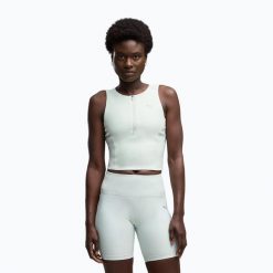 Top do biegania damski PUMA Run Lightstride Crop Top. Zielone topy sportowe damskie Puma, xs, bez wzorów, z elastanu, bez ramiączek. Za 289.99 zł.