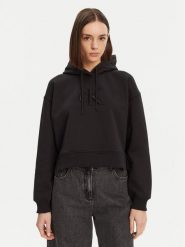 Calvin Klein Jeans Bluza J20J224718 Czarny Relaxed Fit. Czarne bluzy bez kaptura damskie Calvin Klein Jeans, l, z jeansu. Za 259.99 zł.
