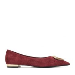Baleriny Eva Minge. Czerwone baleriny damskie Eva Minge, bez wzorów, bez obcasa. Za 239.99 zł.