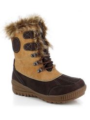 Kimberfeel Kozaki zimowe "Elena" w kolorze jasnobrązowym rozmiar: 37. Brązowe kozaki damskie Kimberfeel, z materiału, z okrągłym noskiem, bez obcasa. Za 178.79 zł.