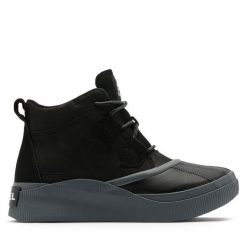 Botki Sorel. Czarne botki damskie Sorel, bez obcasa, na płaskiej podeszwie, bez zapięcia. Za 399.99 zł.