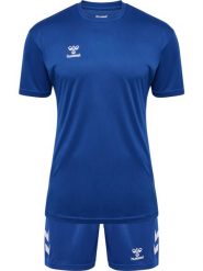 Zestaw koszulka + szorty Hummel Logo. Niebieskie bluzki sportowe damskie HUMMEL, l, z bawełny, na fitness i siłownię. Za 190.00 zł.