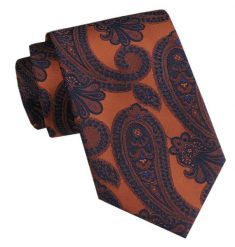 Elegancki Męski Krawat - Chattier - Pomarańcz w Duże Paisley. Krawaty i muchy męskie Chattier, bez wzorów, z tkaniny, eleganckie. Za 49.00 zł.