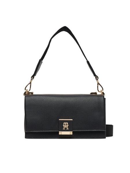 Tommy Hilfiger Torebka Her Med Crossover AW0AW17726 Czarny. Czarne torebki klasyczne damskie Tommy Hilfiger, bez wzorów, ze skóry, bez dodatków. Za 399.99 zł.