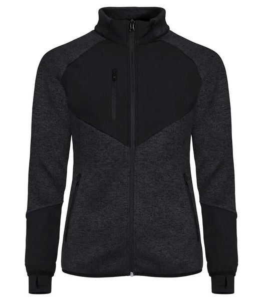 Clique Haines Women Ciepła bluza polarowa z panelami softshell. Czarne kurtki softshell damskie CLIQUE, xs, bez wzorów, z dzianiny, bez kaptura. Za 282.68 zł.