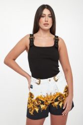 Top damski z klamrami VERSACE JEANS COUTURE. Topy damskie Versace Jeans Couture, l, bez wzorów, z jeansu, bez kołnierzyka. Za 949.00 zł.