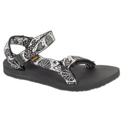 Sandały Teva Original Universal Sandals 1003987-SKW czarne. Czarne sandały damskie bez wzorów, z materiału, bez obcasa. W wyprzedaży za 373.25 zł.
