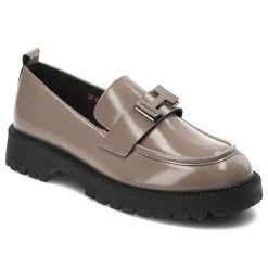 Beżowe Półbuty Vinceza Eleganckie Obuwie Damskie. Brązowe półbuty damskie VINCEZA, bez wzorów, z lakierowanej skóry, eleganckie, bez obcasa. Za 179.00 zł.